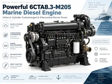 Cummins-Type 6CTA8.3-M205 Marine Diesel Engine (151 kW)