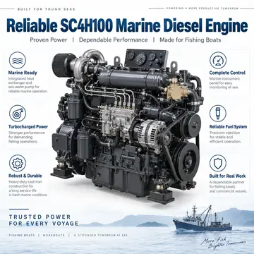 SDEC SC4H100 Marine Diesel Engine (73.5 kW) for Fishing Boats